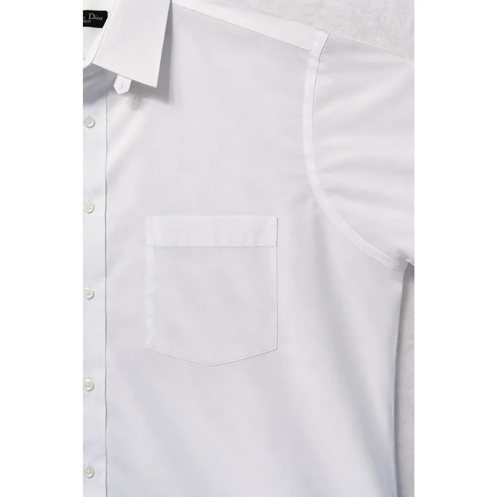 Christian Dior Mens 17x34 White Designer Dress Shirt Concealed Hidden Button - Picture 7 of 16